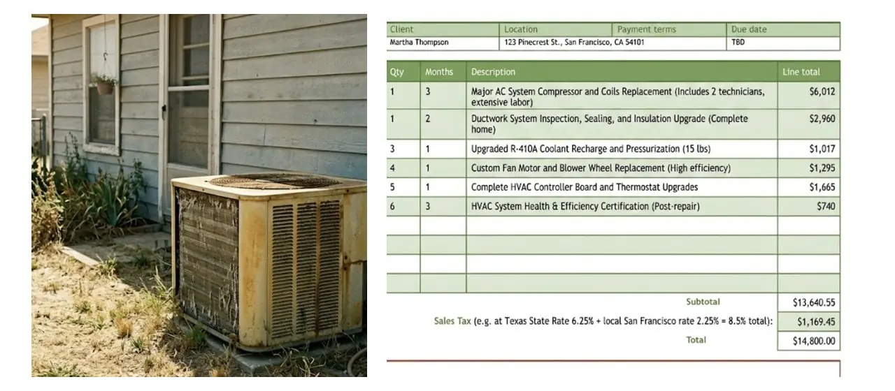 HVAC repair quote and cooling comparison